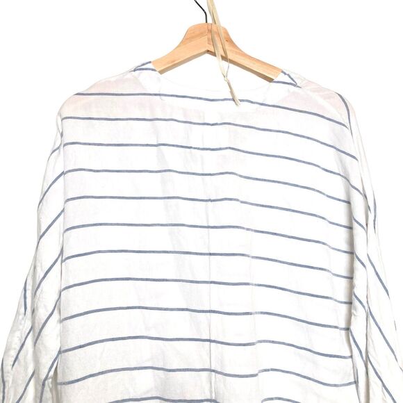 Rails Lily Positano Stripe Tunic Top XS Linen Rayon White Blue Oversized Tie - Picture 4 of 12